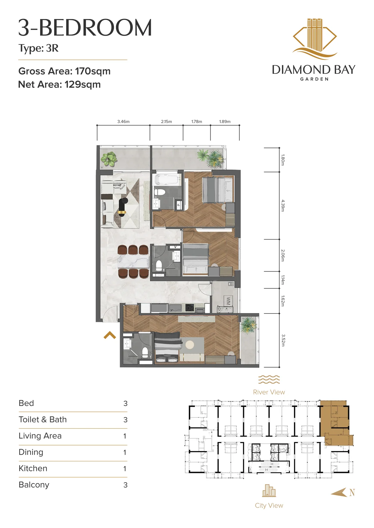 Diamond Bay Garden 3R floor plan